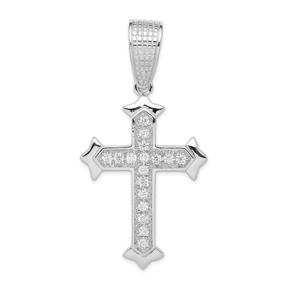 Kazi Luxury Sterling Silver Rhodium-plated CZ Cross Pendant